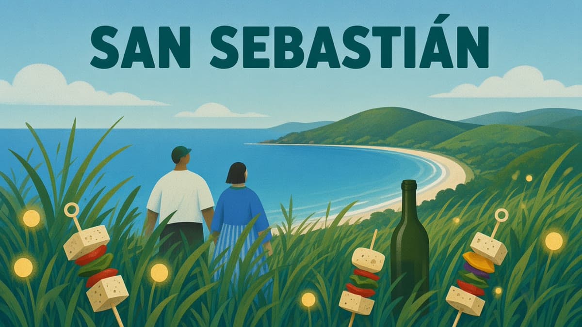 Illustrated San Sebastián city guide poster