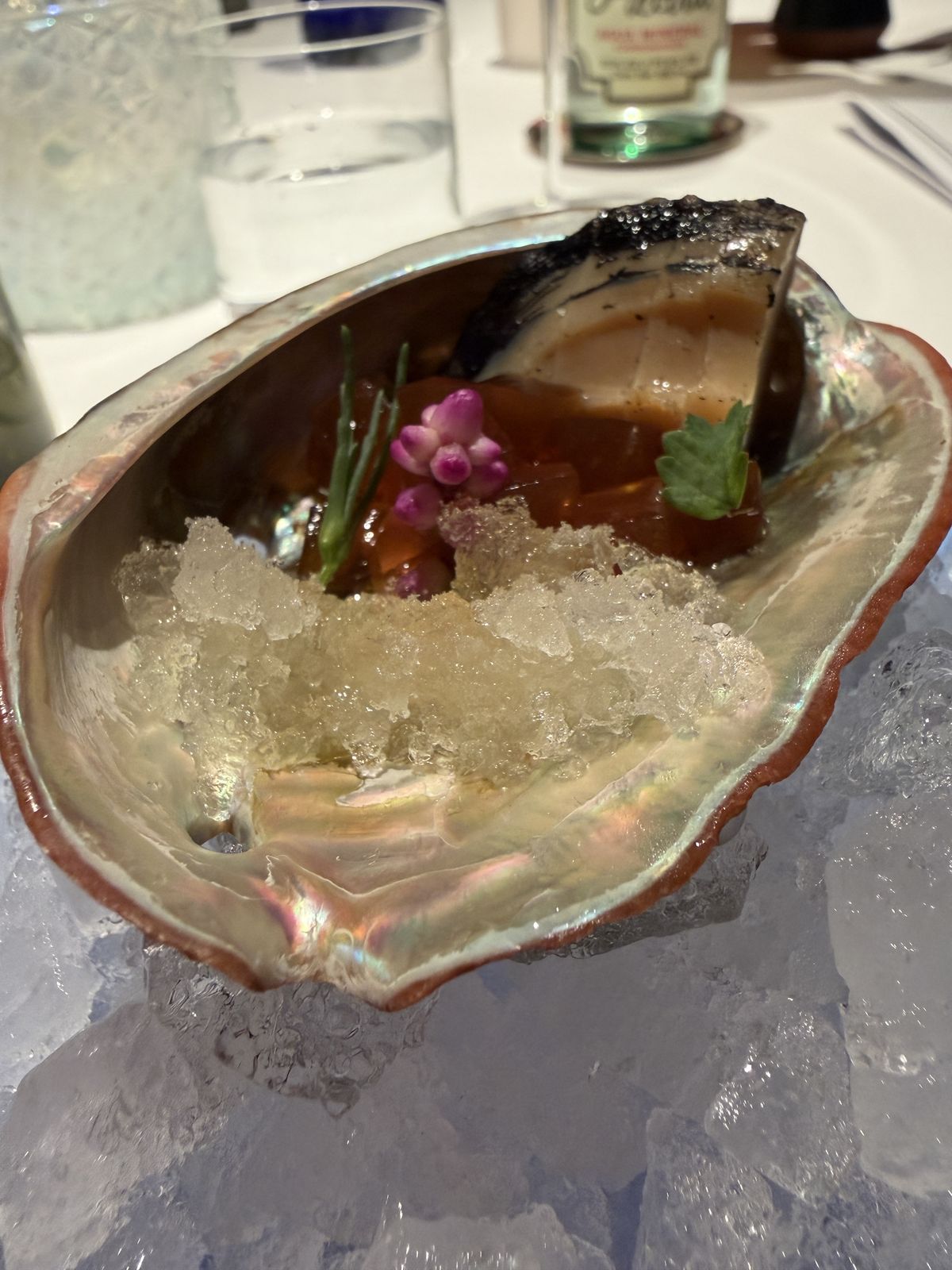 Abalone ceviche served in its shell at Californios