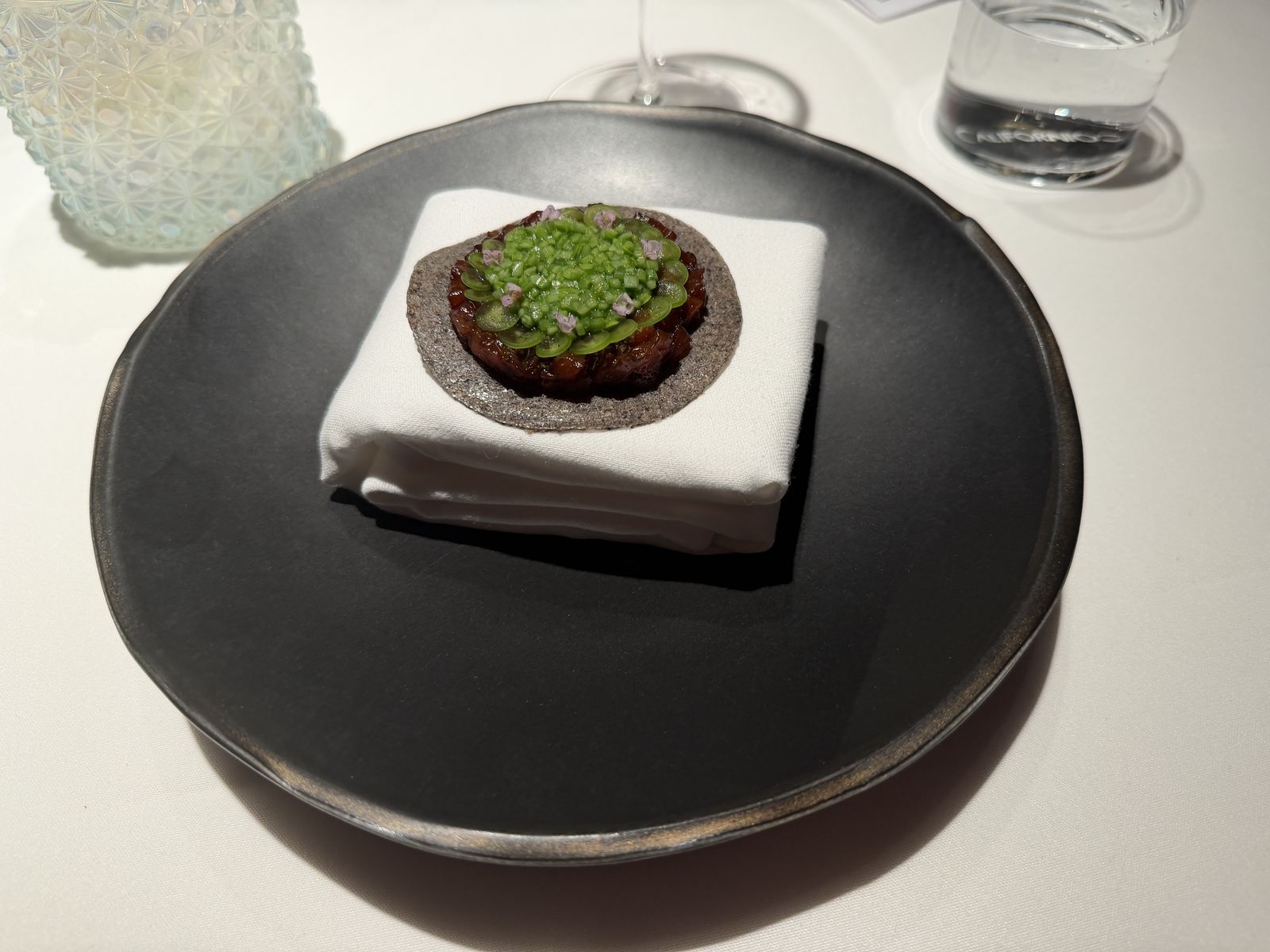 Blue masa tostada with bluefin tuna at Californios