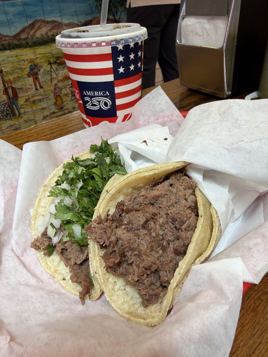 Carne asada tacos at La Taqueria