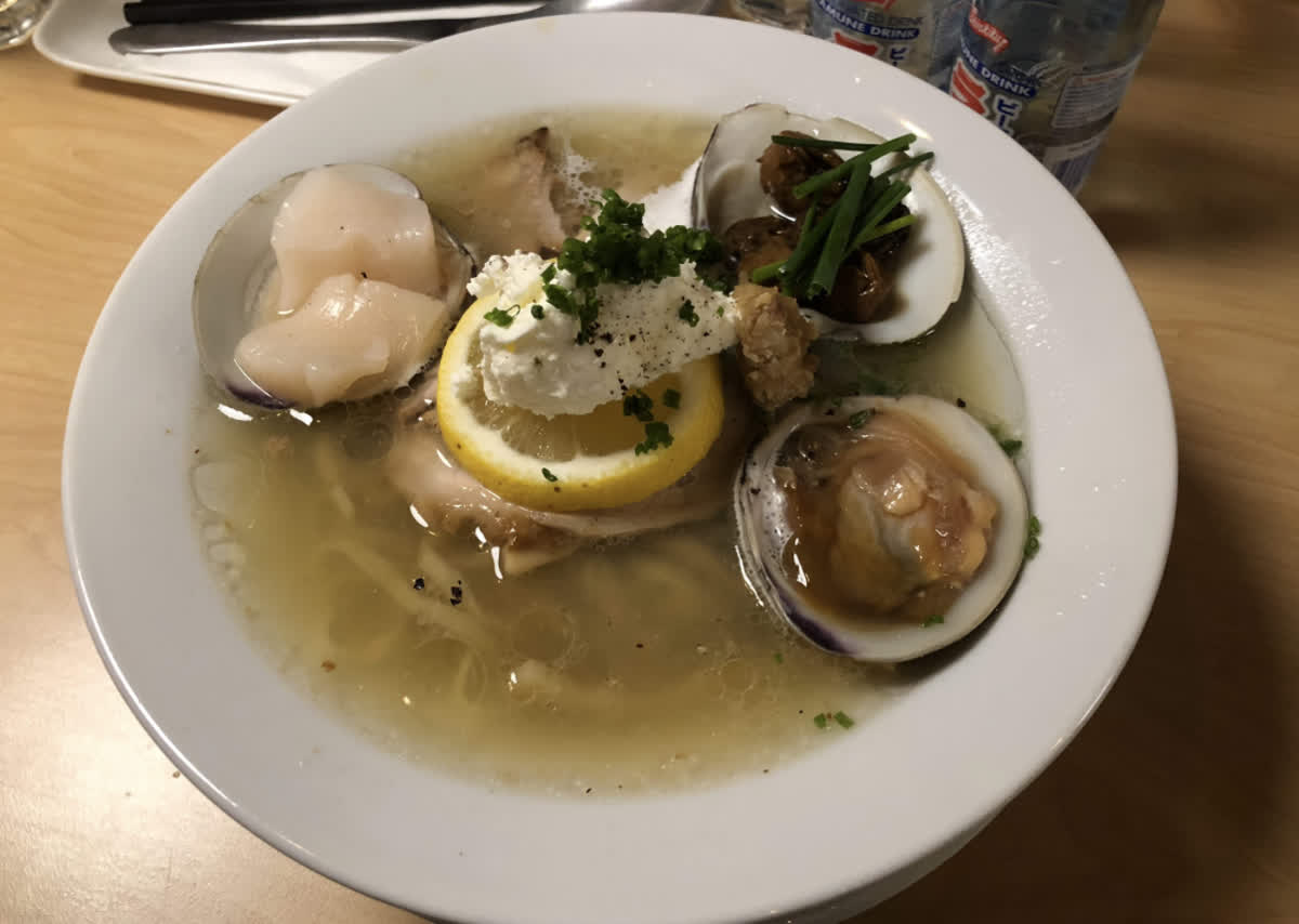 Clam and scallop special ramen at Mensho Tokyo