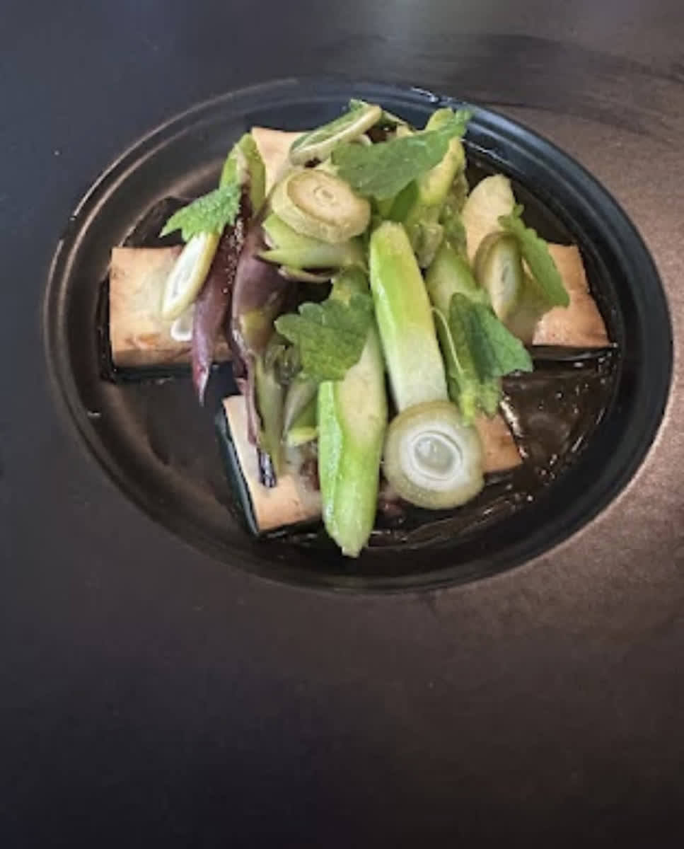 Tofu and greens at Mister Jiu's