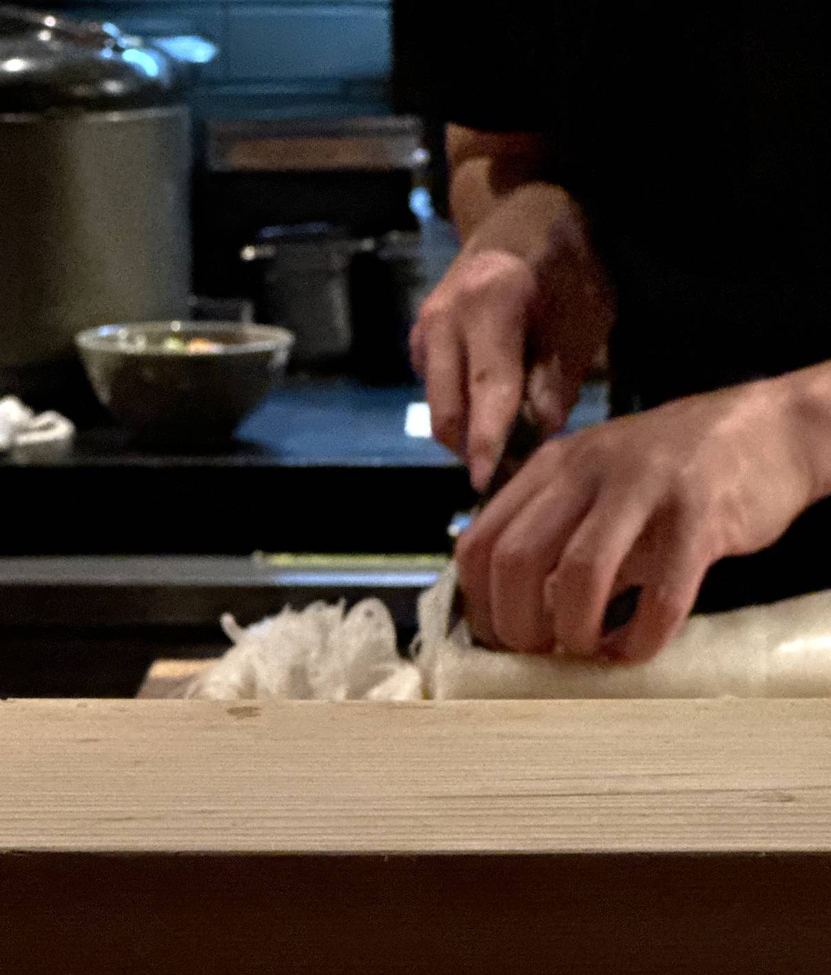 Shaving daikon at Rintaro